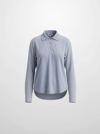 Shirt Back Polo T-Shirt-Dusty Blue