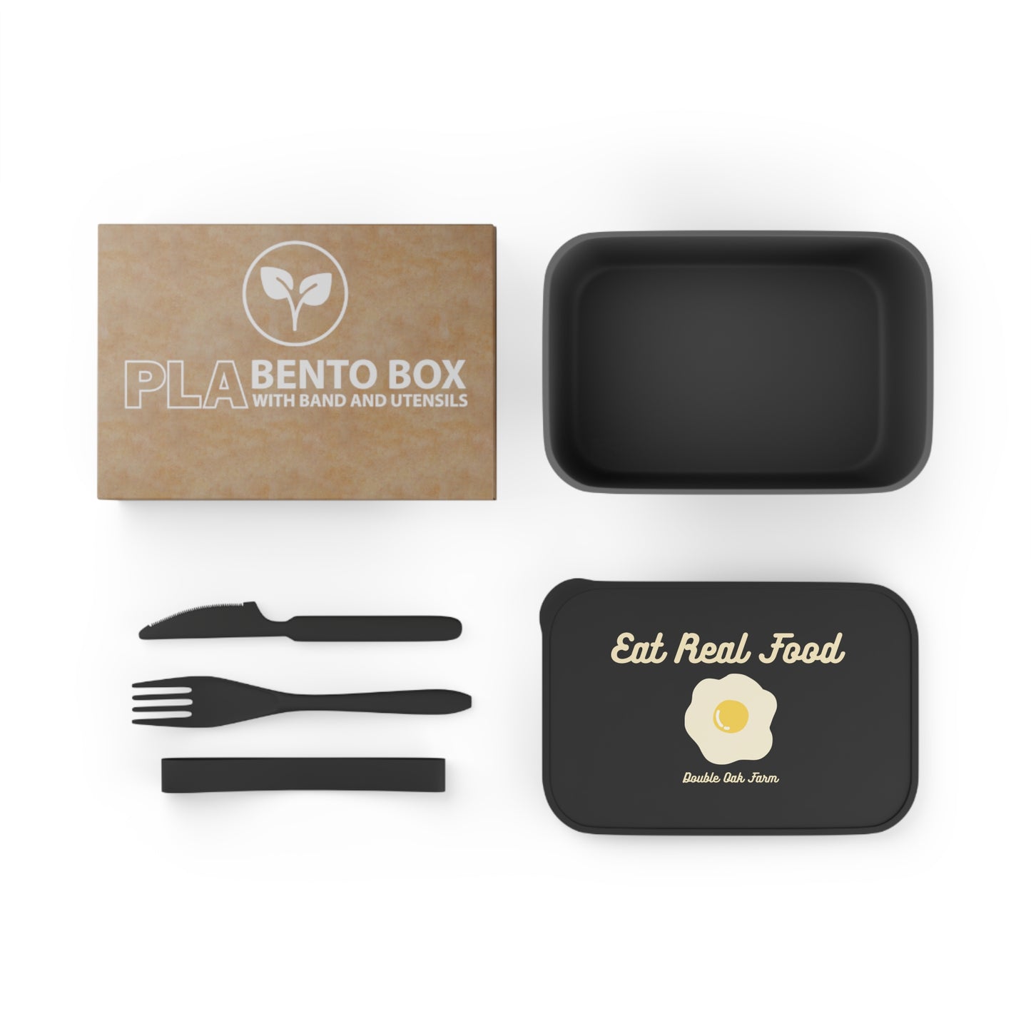 "Eat Real Food" Classic Bento Box with Band and Utensils