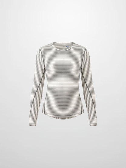 Striped Cross Stitch T-Shirt-White