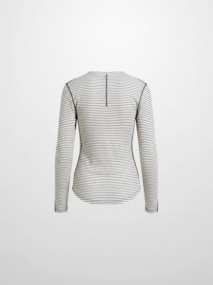 Striped Cross Stitch T-Shirt-White