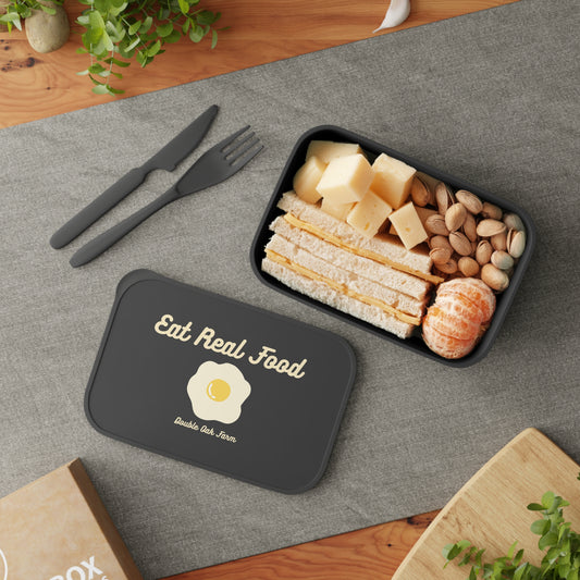 "Eat Real Food" Classic Bento Box with Band and Utensils