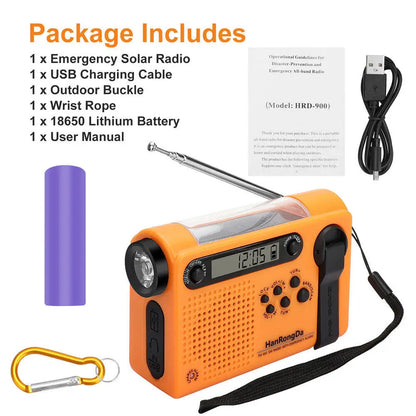 Solar Hand Crank Emergency Radio 3-in-1 Orange